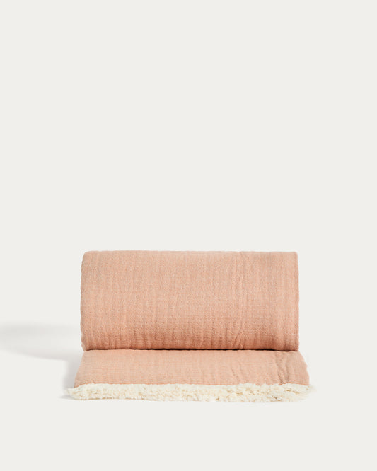 Nafine 100% cotton muslin blanket with two-toned fringe 130 x 170 cm