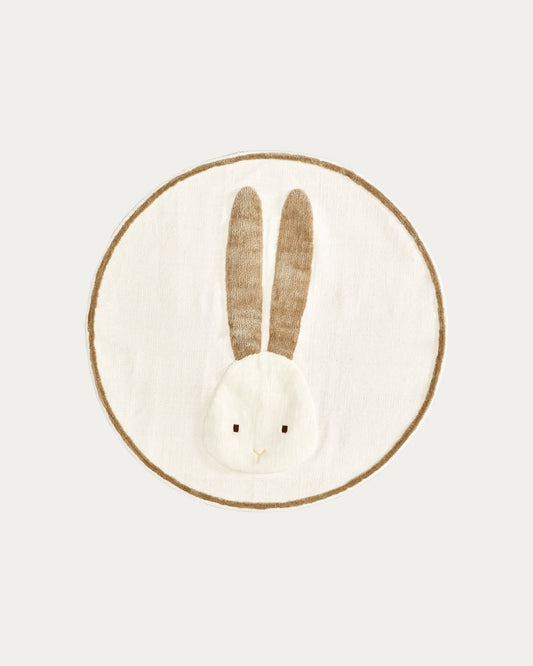 Yanil round beige cotton rabbit rug, Ø 100 cm