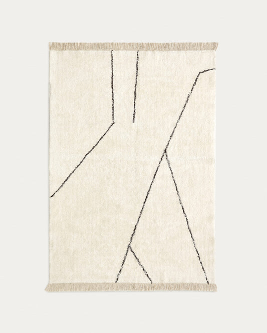 Mijas black and white cotton rug 160 x 230 cm