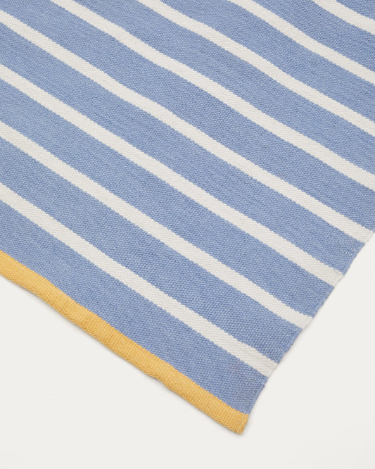 Mendia blue and white striped rug 100% PET 160 x 230 cm