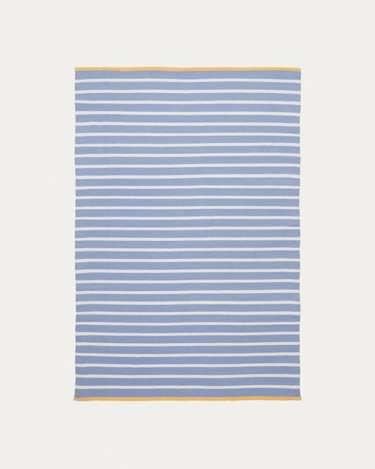 Mendia blue and white striped rug 100% PET 160 x 230 cm