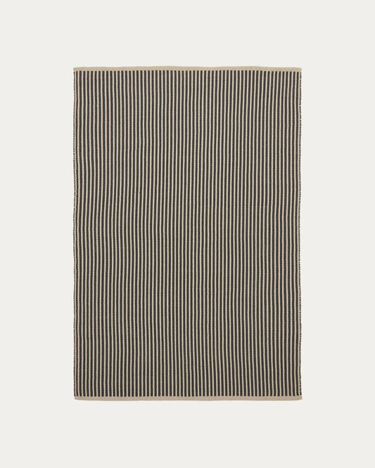 Satanca beige and black striped rug made from synthetic fibres 160 x 230 cm