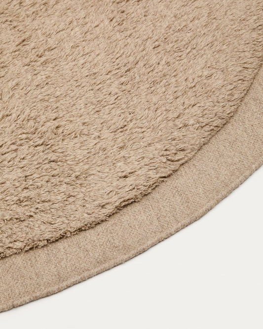 Marely round, beige wool rug, Ø 200 cm