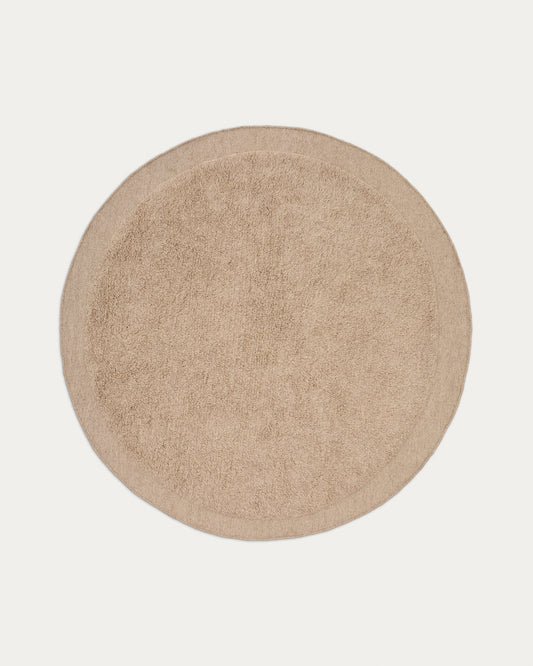 Marely round, beige wool rug, Ø 200 cm