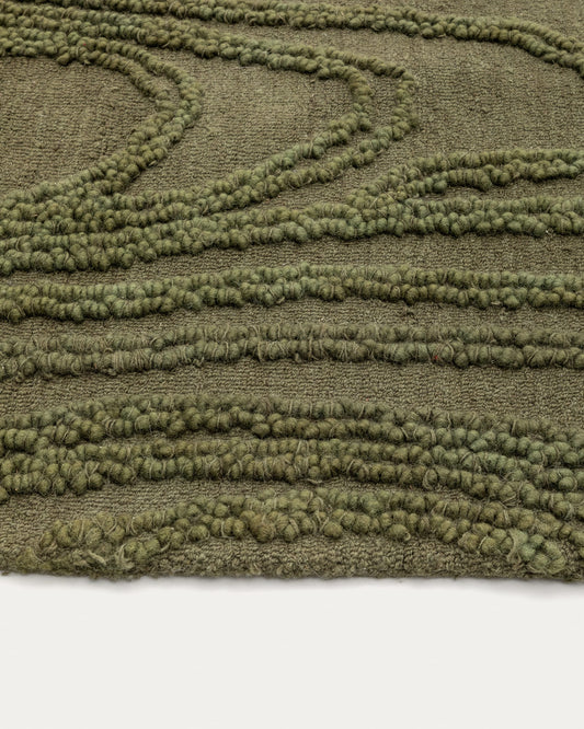 Veiza green wool rug, 160 x 230 cm