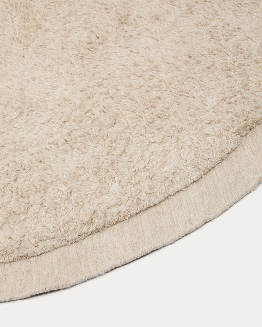 Marely round, white, wool rug, Ø 200 cm