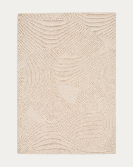 Domm white wool rug, 200 x 300 cm