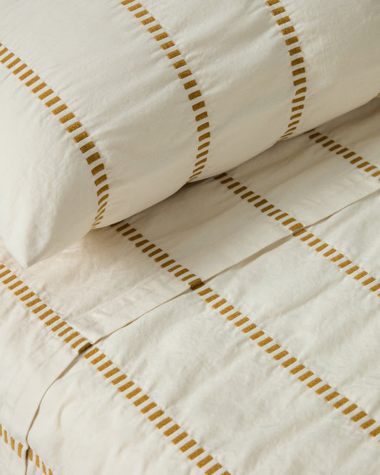 Lidala mustard striped 100% cotton jacquard bedspread for 150/160cm bed