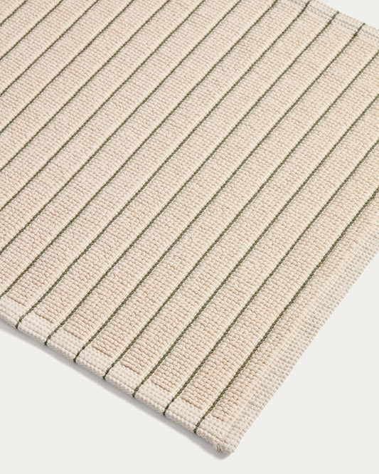 Merade cotton bathmat with green stripes 50 x 80cm