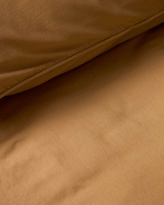Sirale 100% cotton sateen duvet cover with washed finish in copper for 150/160 cm bed