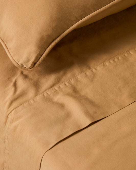 Sirale set of 2 100% cotton sateen pillowcases with washed finish in copper 50 x 70 cm