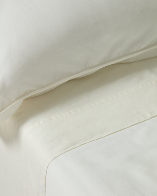 Sirale set of 2 100% cotton sateen pillowcases with washed white finish 65 x 65cm