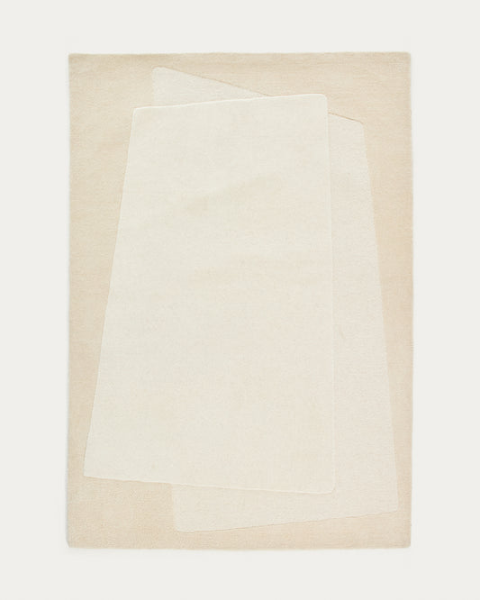 Dennie wool rug with beige graphic 200 x 300 cm