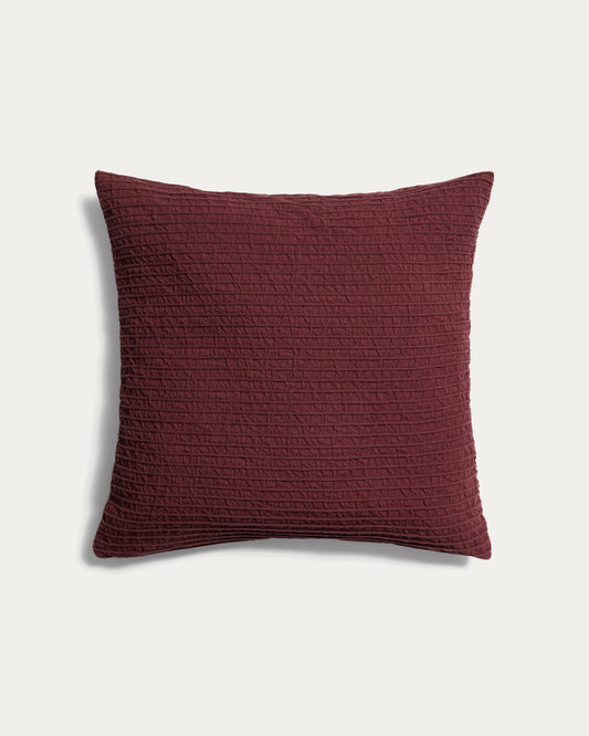 Tarilo maroon 100% cotton pleated cushion cover 50 x 50 cm