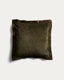 Ladira velvet cushion cover with piping and green embroidered detailing 45 x 45 cm