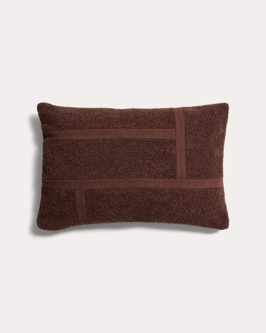 Lomel micro bouclé cushion cover with brown graphic detailing 40 x 60 cm