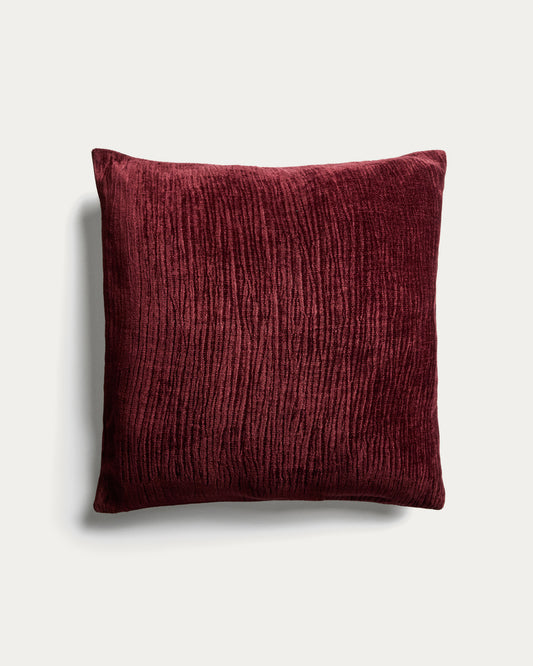 Vori 100%-cotton garnet wrinkled effect cushion cover 50 x 50 cm
