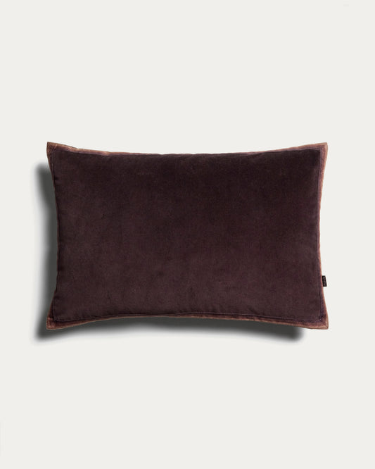 Niroi 100% brown velvet cotton cushion cover with ribbon detail 40 x 60 cm