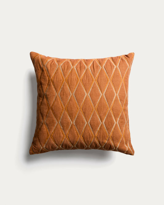 Branel microvelvet cushion cover with orange embroidery 45 x 45 cm