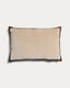 Niroi 100% beige velvet cotton cushion cover with ribbon detail 40 x 60 cm
