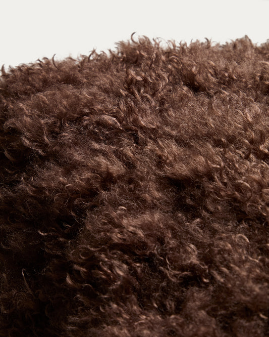 Seruva chocolate brown curl-effect faux fur cushion cover 40 x 60 cm