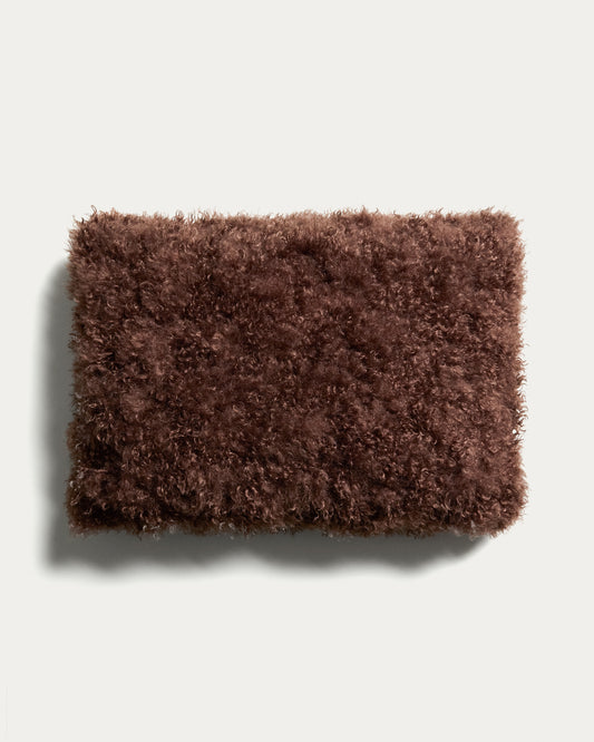 Seruva chocolate brown curl-effect faux fur cushion cover 40 x 60 cm