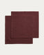 Lerava set of 2 napkins in washed burgundy cotton 35 x 35cm