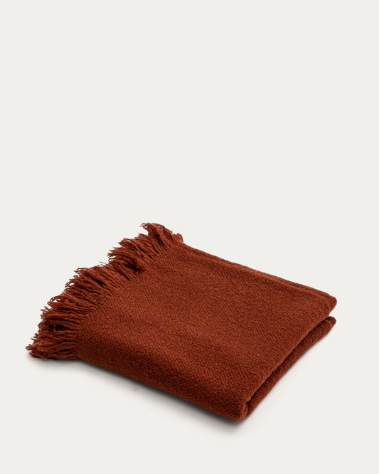 Salion blanket in a terracotta bouclé-effect wool blend, 130 x 170 cm