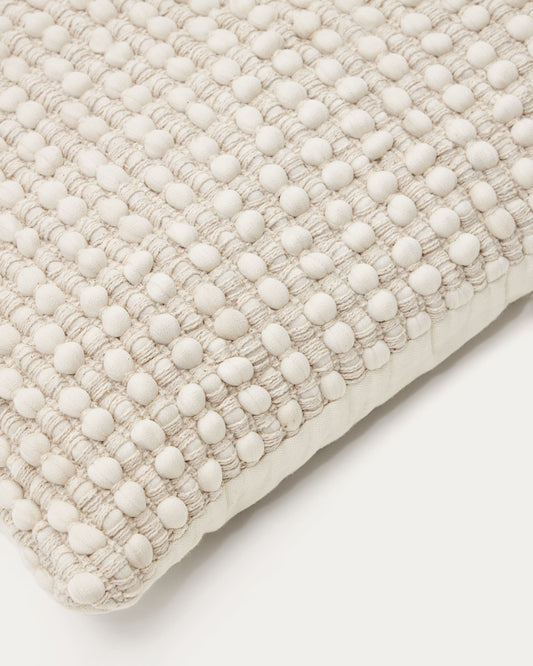 Mascarell cushion cover in white cotton and polypropylene, 45 x 45 cm