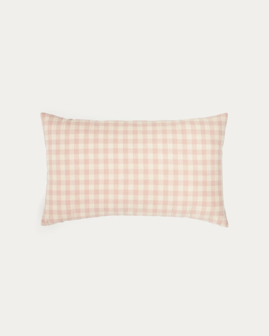 Cushion cover Yanil 100% cotton pink and beige squares 30 x 50 cm