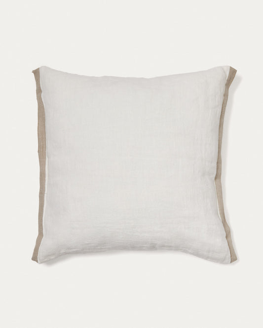 Suerta white and beige cushion cover, 100% linen, 50 x 50 cm