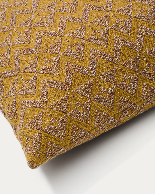 Magi mustard-coloured, jacquard cushion cover, 45 x 45 cm