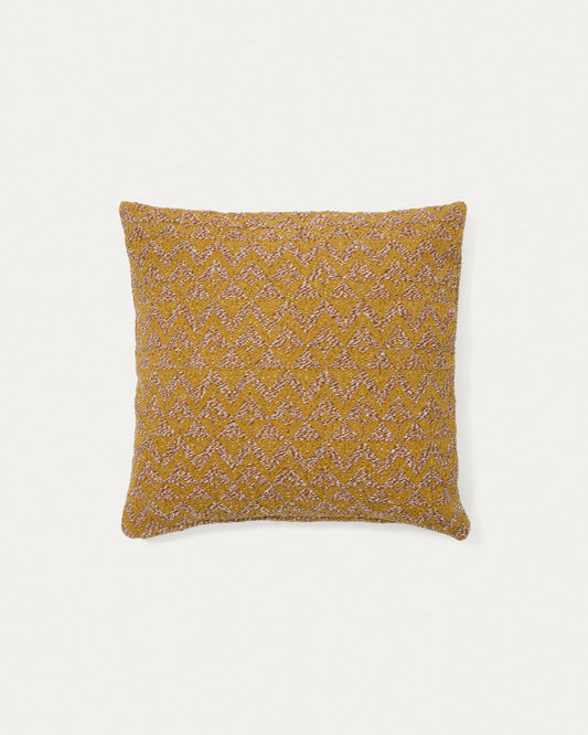 Magi mustard-coloured, jacquard cushion cover, 45 x 45 cm