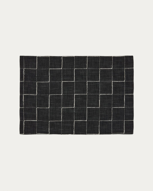 Ersen set of 2 black, 100% cotton table mats