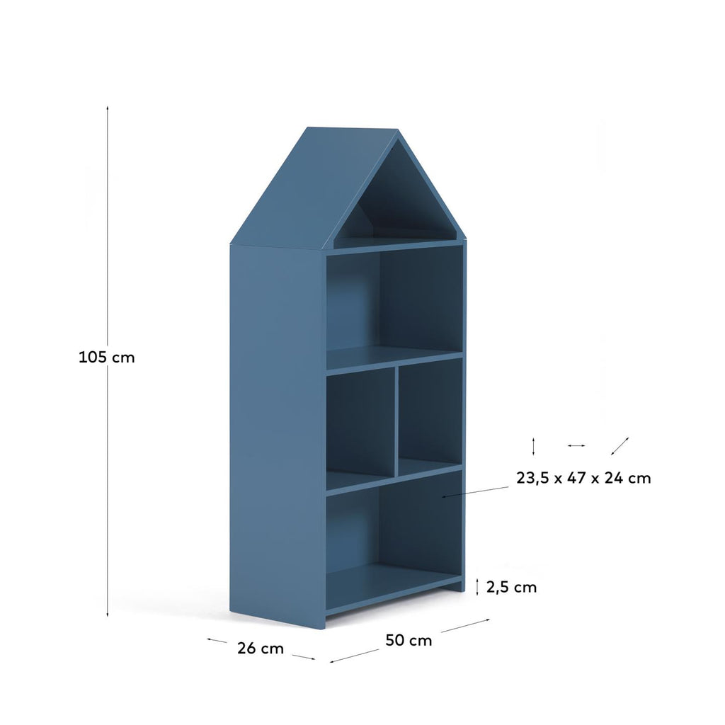 Celeste kids’ little house shelf unit in blue MDF 50 x 105 cm