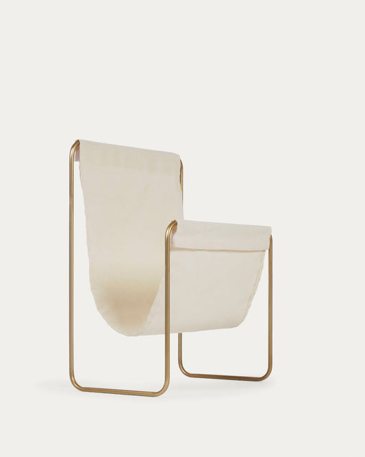 Siana beige magazine rack in golden metal