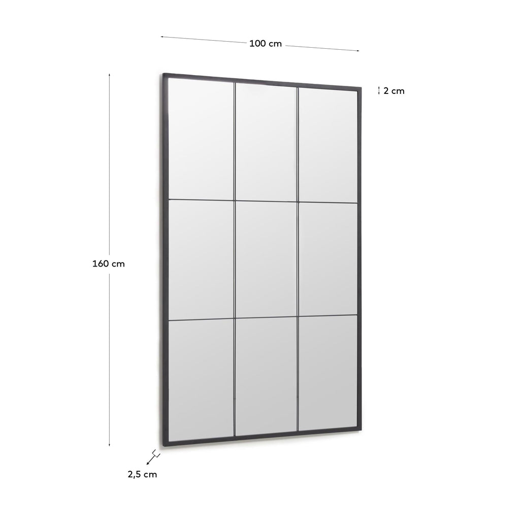 Ulrica standing mirror in black metal 100 x 160 cm