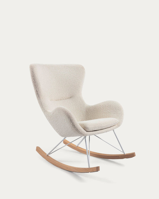 Vania rocking chair in white bouclé