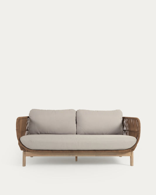 Catalina 3 seater sofa made with beige cord and solid acacia wood, 170 cm FSC 100%