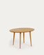 Oqui extendable oval table with an oak veneer and solid wood legs, Ø 120 (200) x 90 cm