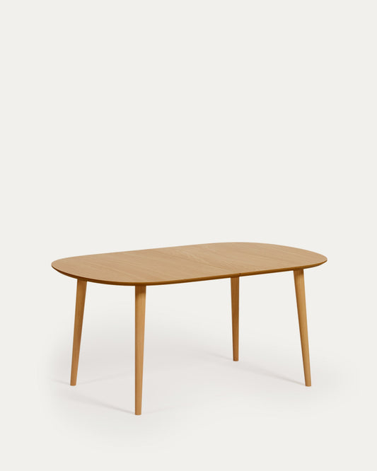 Oqui extendable oak veneer table with solid wood legs 160 (260) x 100 cm