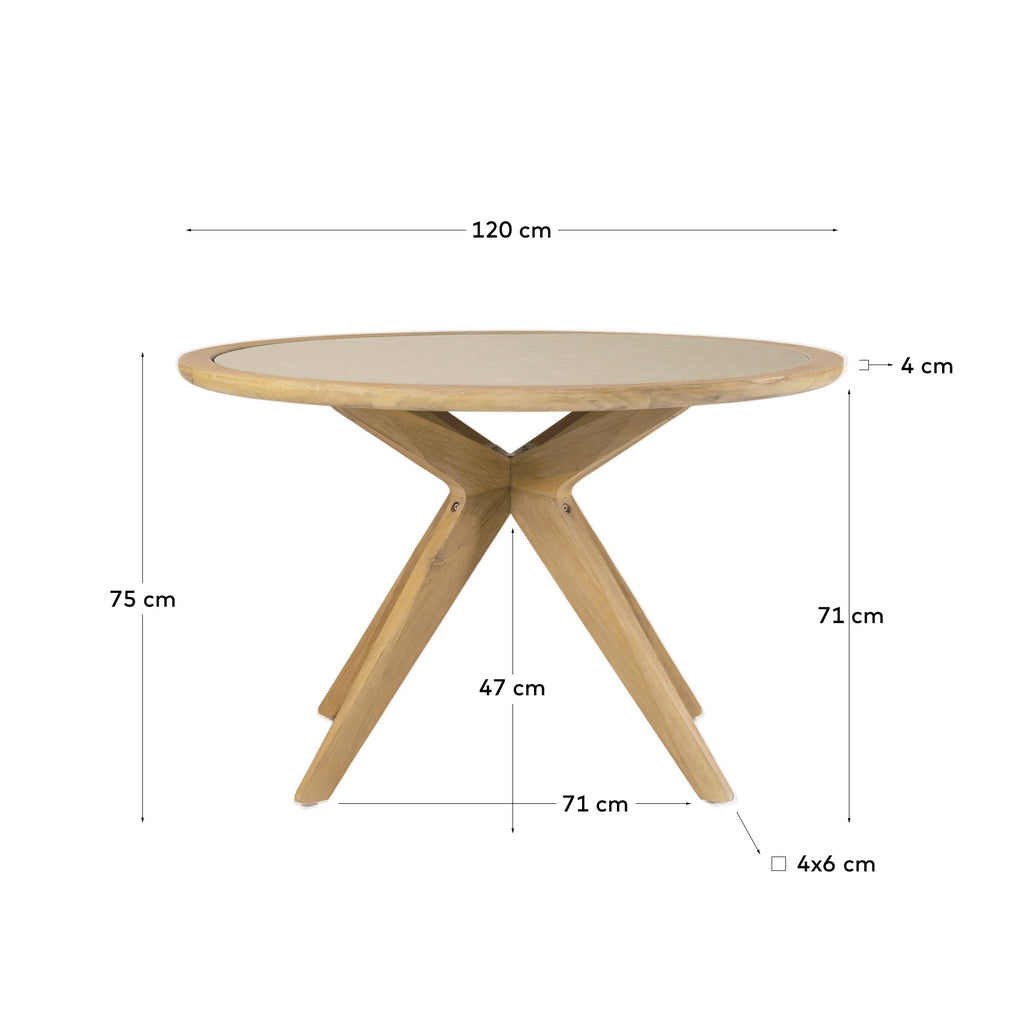 Julieta round table in polycement and solid acacia wood Ø 120 cm FSC 100%