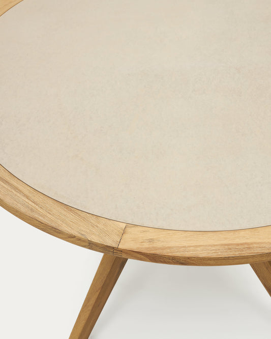 Julieta round table in polycement and solid acacia wood Ø 120 cm FSC 100%