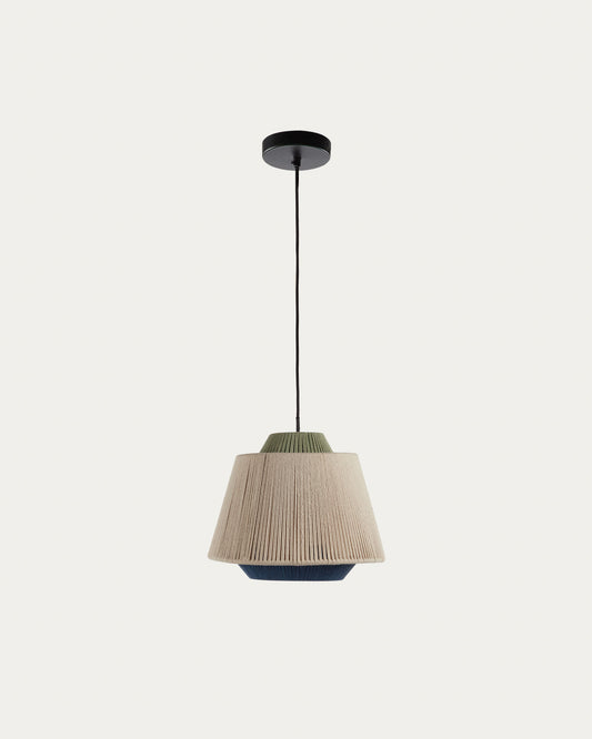 Yuvia cotton ceiling lamp with a beige and blue finish