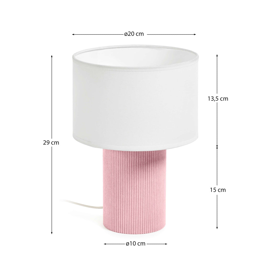 Bianella cotton and pink corduroy table lamp