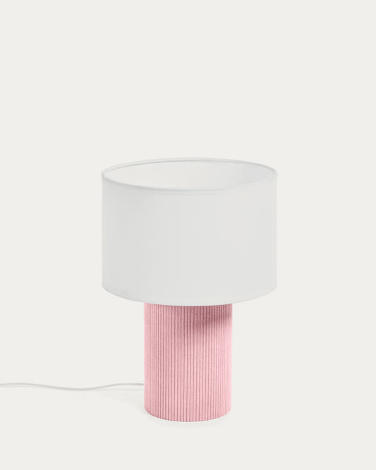 Bianella cotton and pink corduroy table lamp