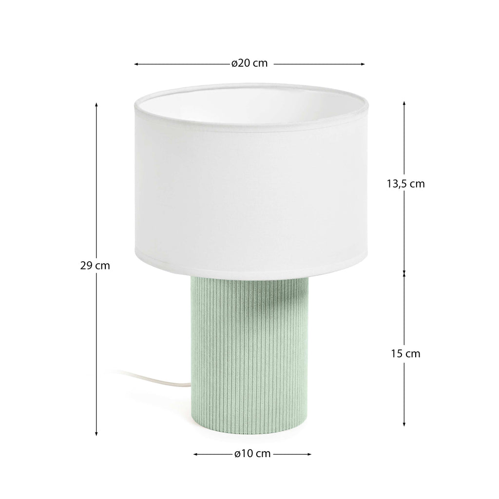 Bianella cotton and turquoise corduroy table lamp